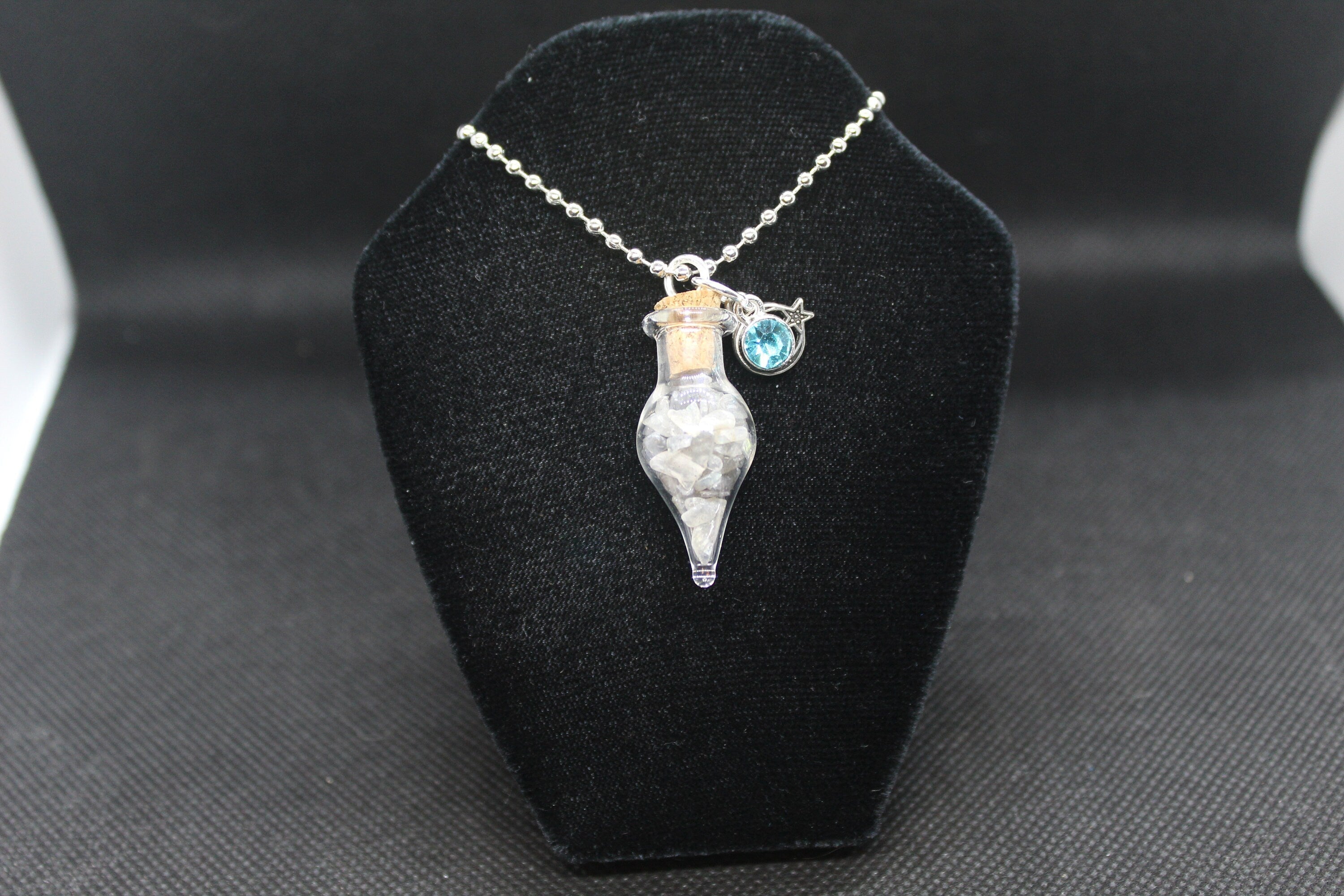 Labradorite Glass Teardrop Moon Necklace Crystal Witch Witchy Jewelry Witchcraft Wicca Wiccan Pagan Metaphysical