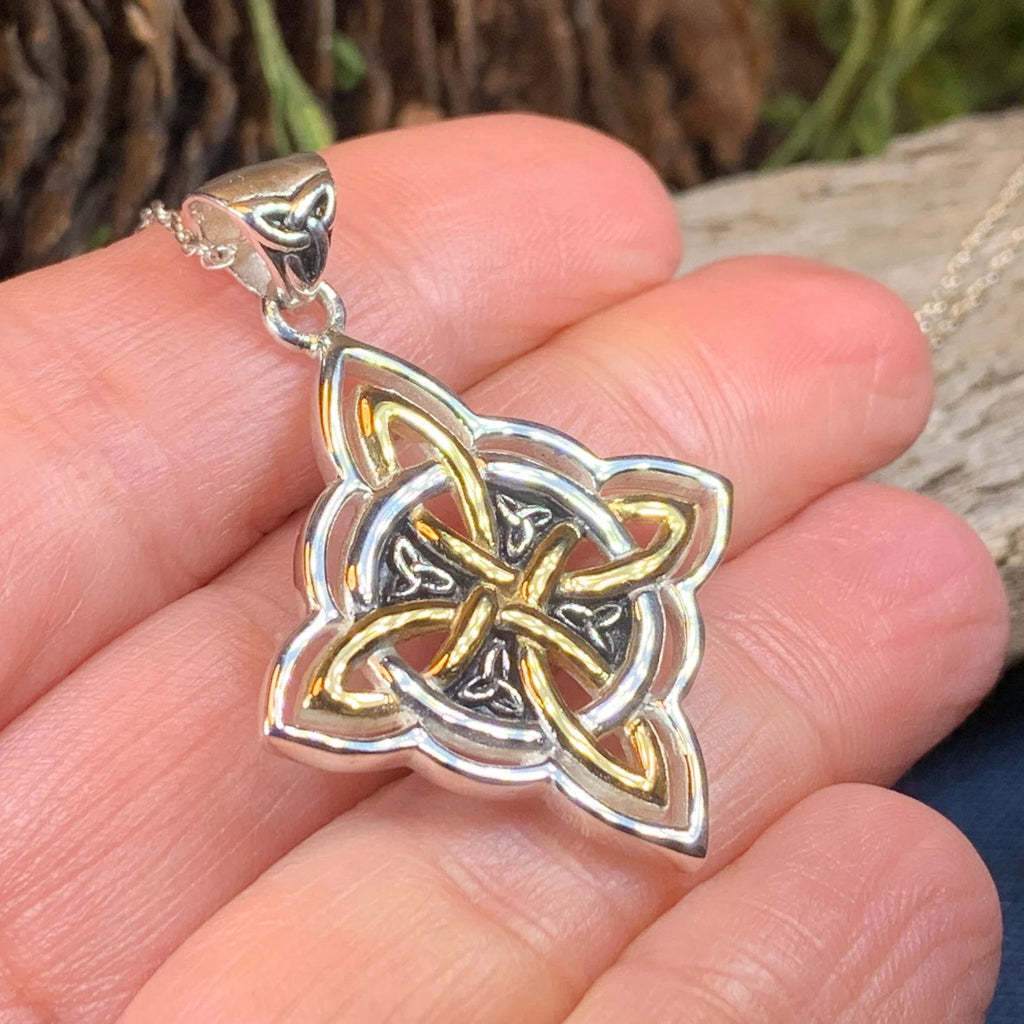 Classic Quaternary Knot Necklace in Sterling Silver | Pendant | Wiccan Center