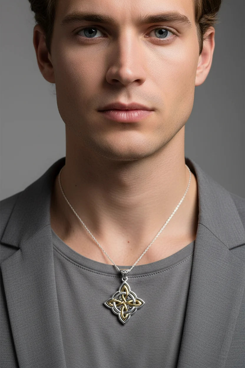 Classic Quaternary Knot Necklace in Sterling Silver | Pendant | Wiccan Center