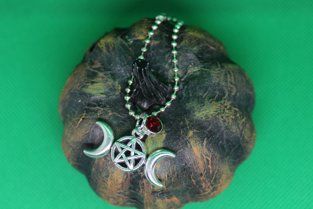 Red Triple Moon Keychain Charm Zipper Pull Crystal Witch Witchy Jewelry Witchcraft Metaphysical