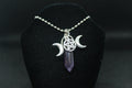 Amethyst Triple Moon Necklace Crystal Witch Witchy Jewelry Witchcraft Wicca Wiccan Pagan Metaphysical