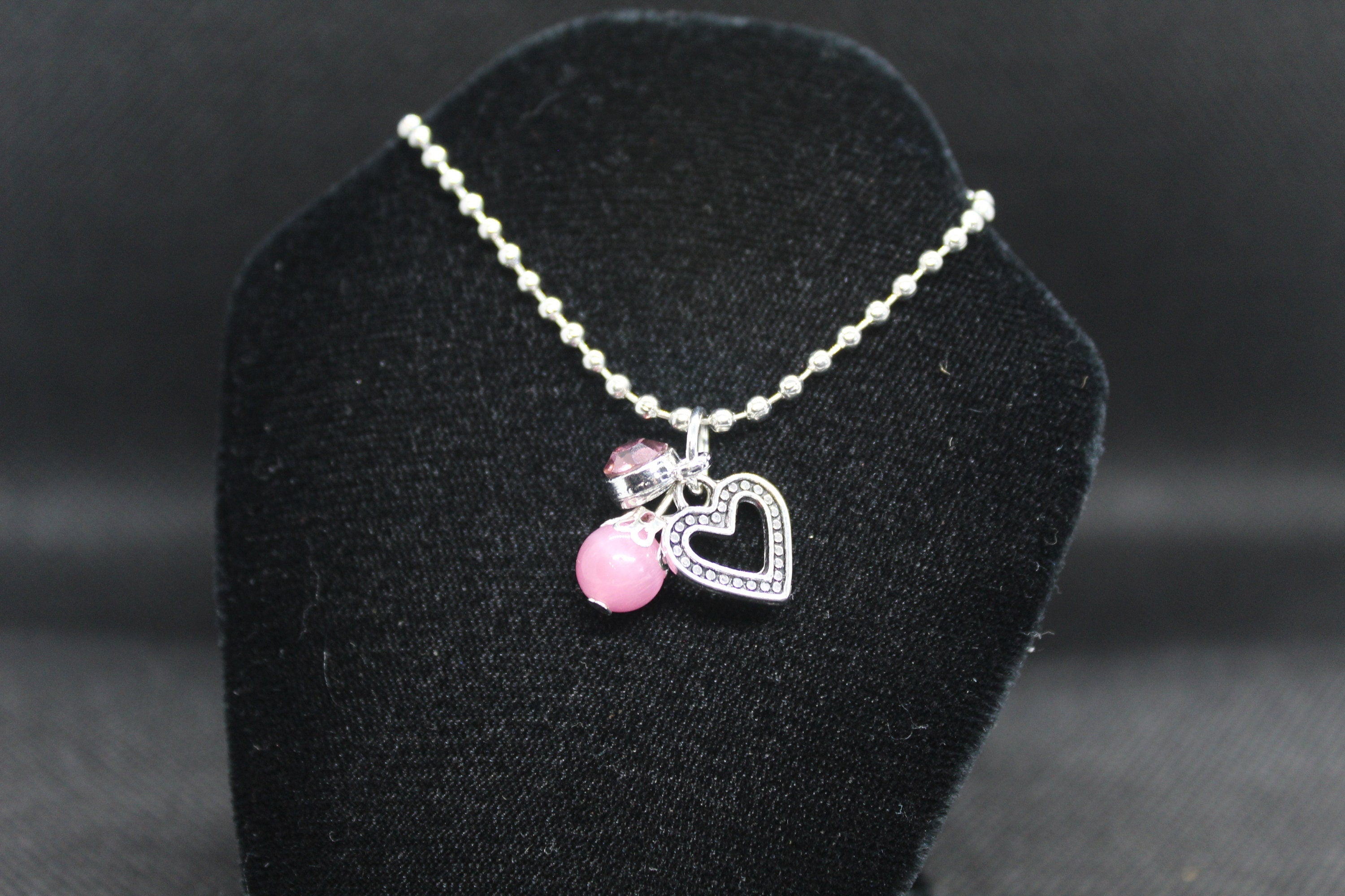Pink Heart Cat's Eye Necklace Crystal Witch Witchy Jewelry Witchcraft Wicca Wiccan Pagan Metaphysical