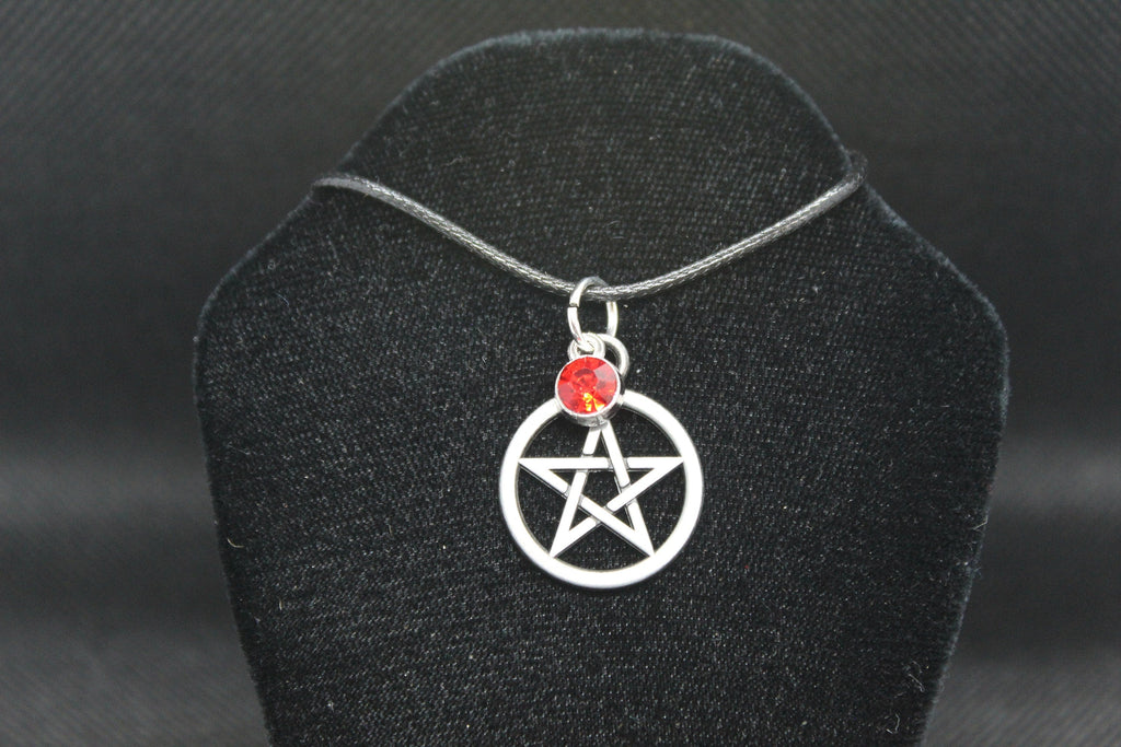 Red Pentacle Pentagram Necklace Crystal Witch Witchy Jewelry Witchcraft Metaphysical