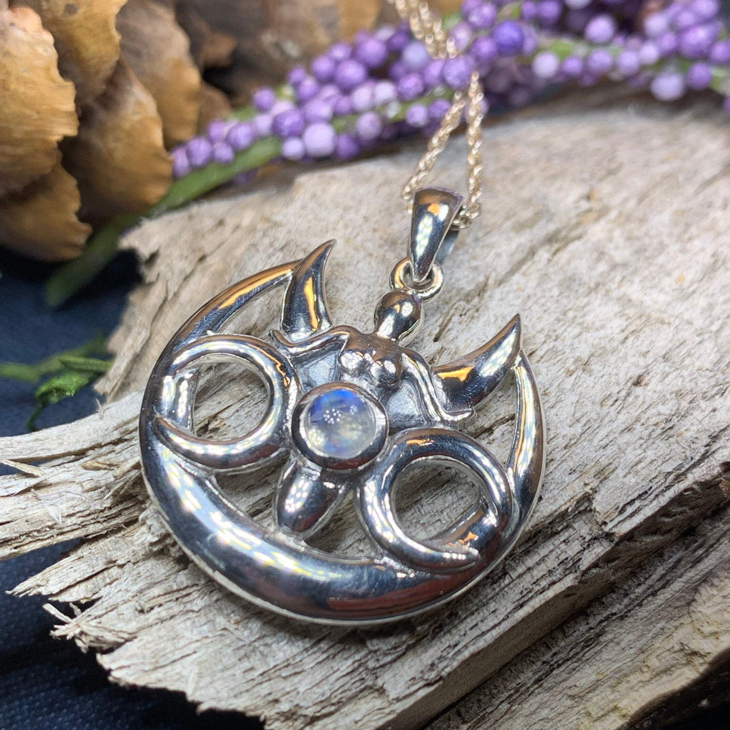 Keilia Triple Moon Goddess Necklace | Pendant | Wiccan Center