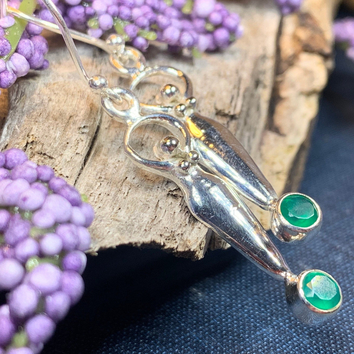 Chalcedony Goddess Earrings | Dangle Earrings | Wiccan Center