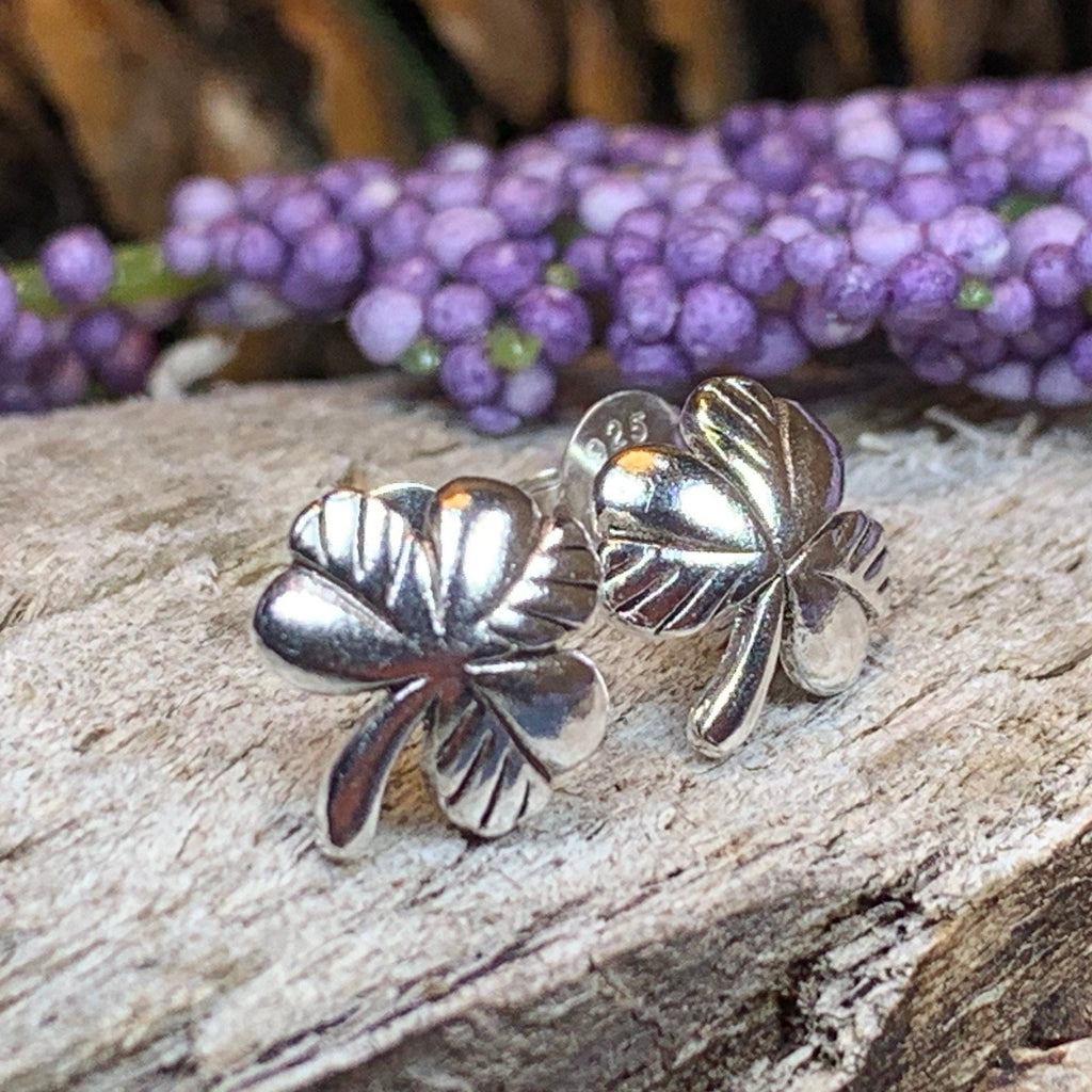 Irish Shamrock Post Earrings in Sterling Silver | Post Earrings | Wiccan Center
