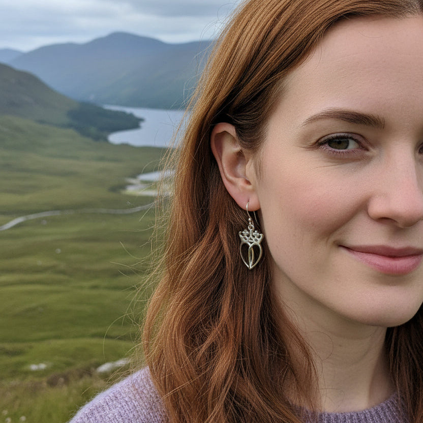 Lady Arieen Scottish Luckenbooth Earrings in Sterling Silver | Dangle Earrings | Wiccan Center