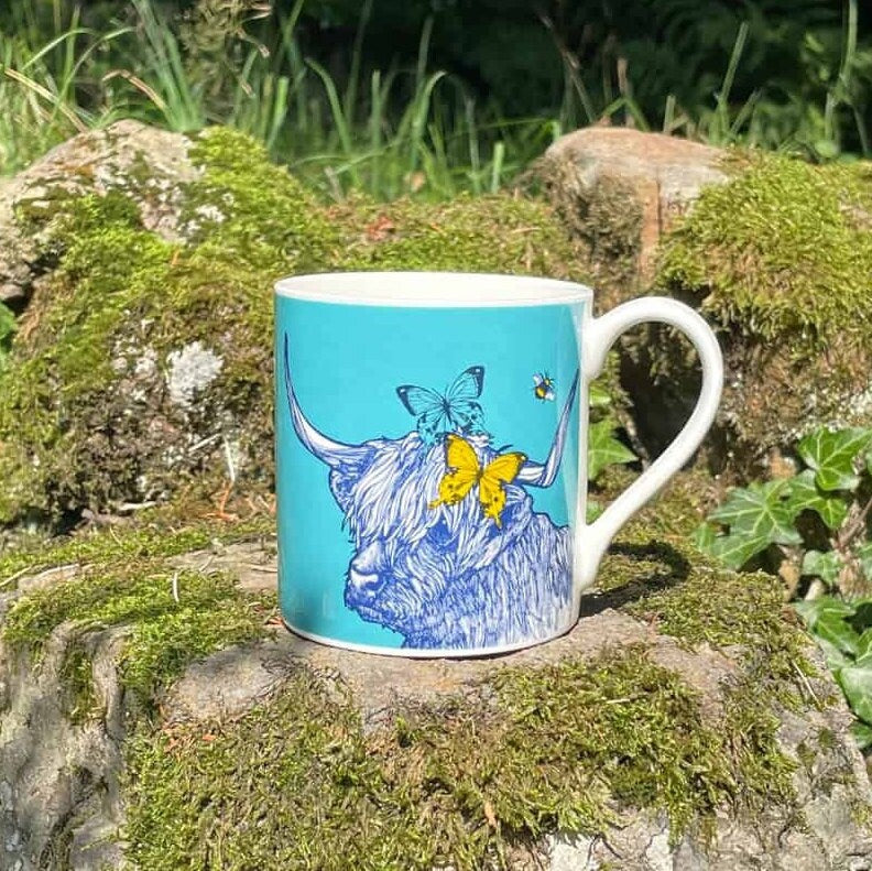 Scottish Highland Cow & Butterflies Mug | Gifts | Wiccan Center