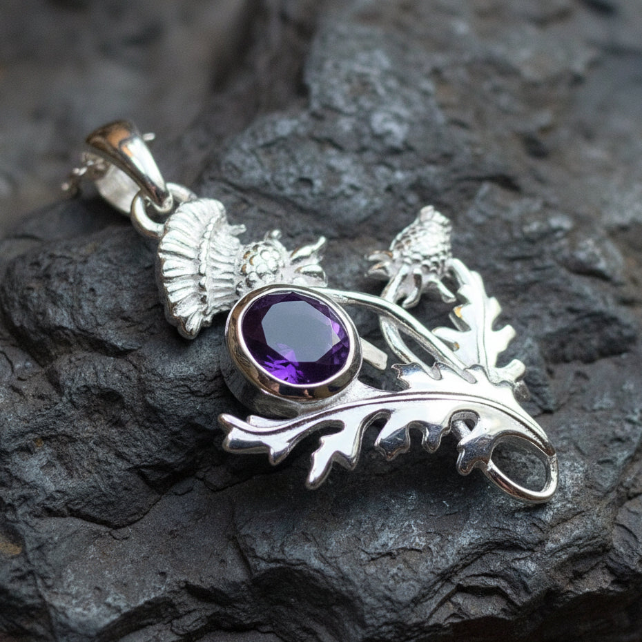 Cairn Ross Thistle Necklace in Sterling Silver | Pendant | Wiccan Center