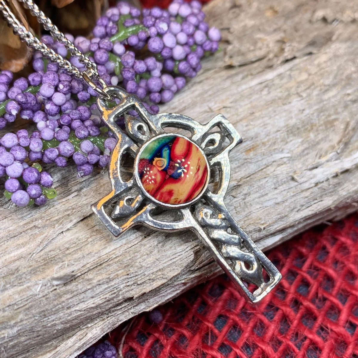 Heathergems Celtic Cross Necklace - Handmade in Scotland