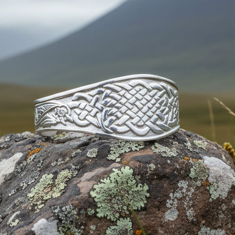 Eun Celtic Bird & Knot Cuff Bracelet - Handmade in Scotland | Cuff Bracelet | Wiccan Center