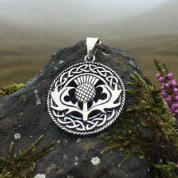 Ainsley Scottish Thistle Necklace in Sterling Silver | Pendant | Wiccan Center