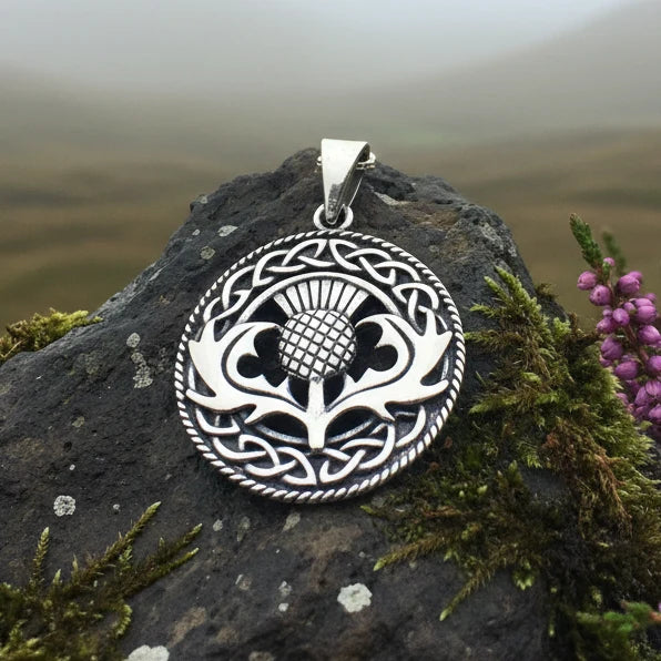 Ainsley Scottish Thistle Necklace in Sterling Silver | Pendant | Wiccan Center