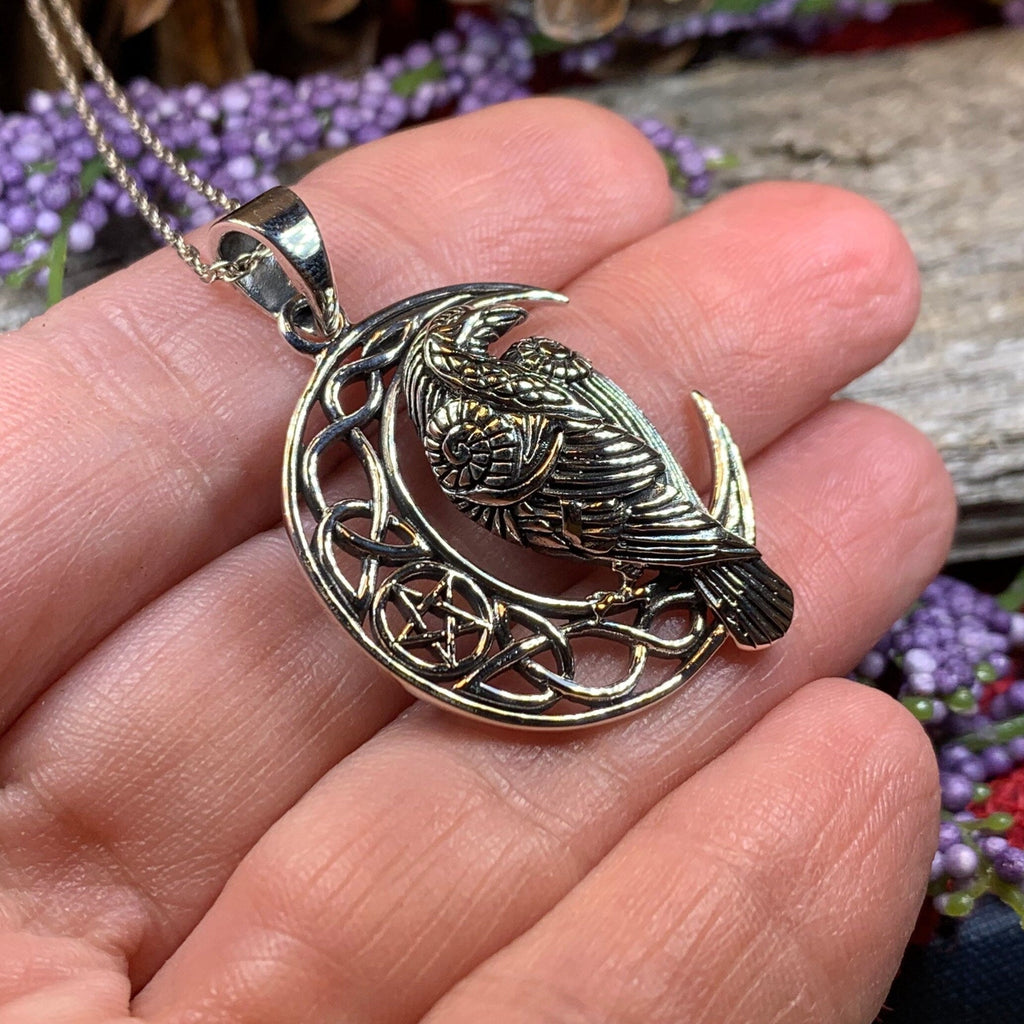 Nightwatcher Celtic Raven Necklace in Sterling Silver | Pendant | Wiccan Center