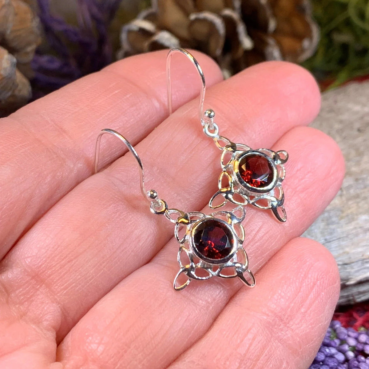 Annalise Gemstone Trinity Knot Earrings | Dangle Earrings | Wiccan Center