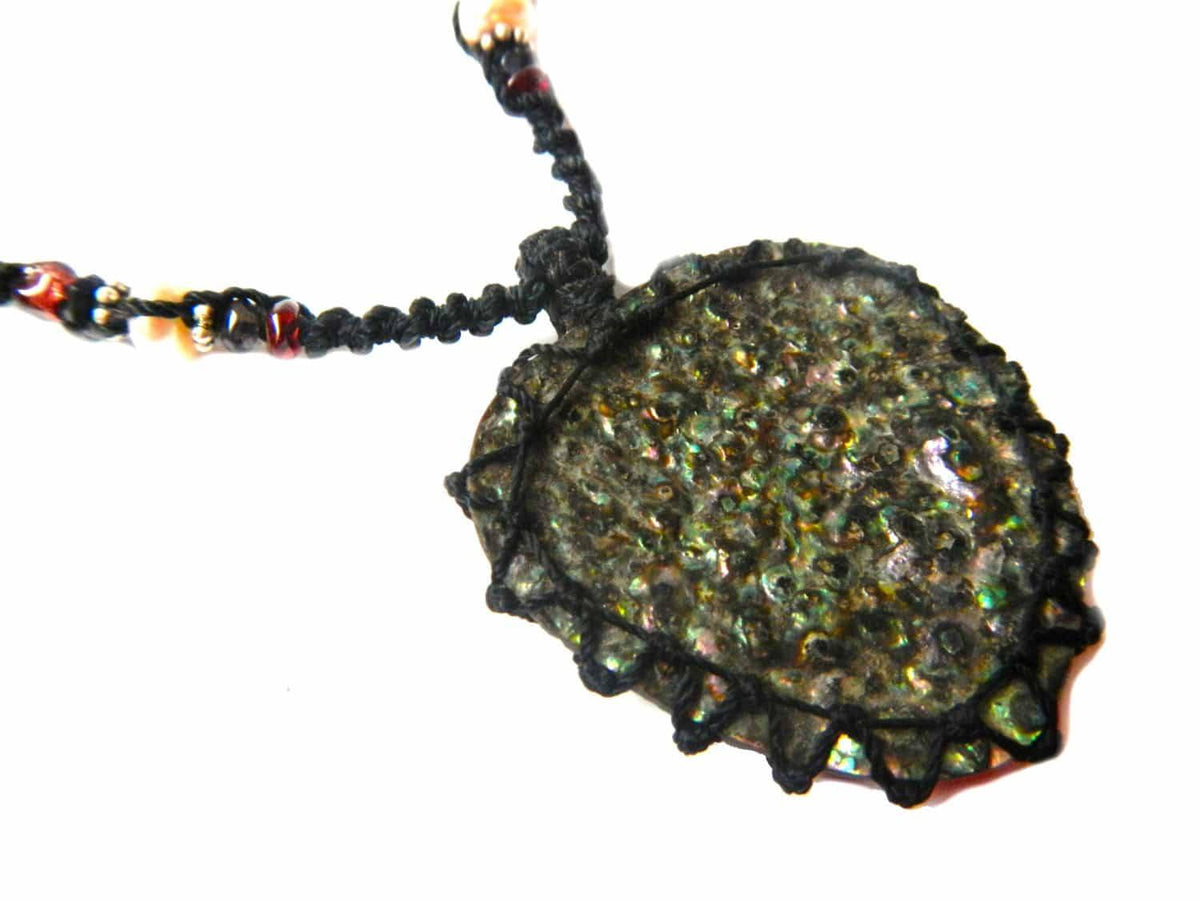 organic abalone seashell macrame Necklace – Your vessel for cleansing stone | | Wiccan Center