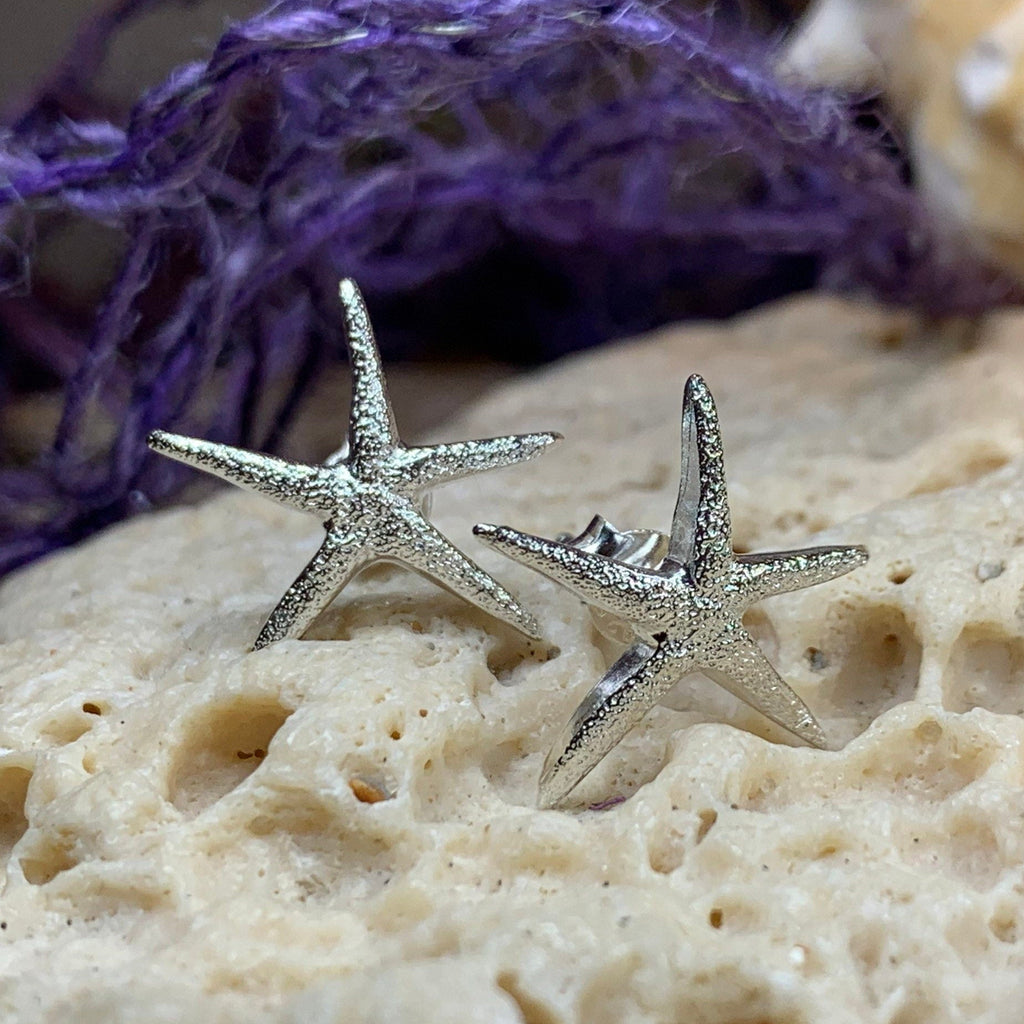 Satin Starfish Earrings | Post Earrings | Wiccan Center