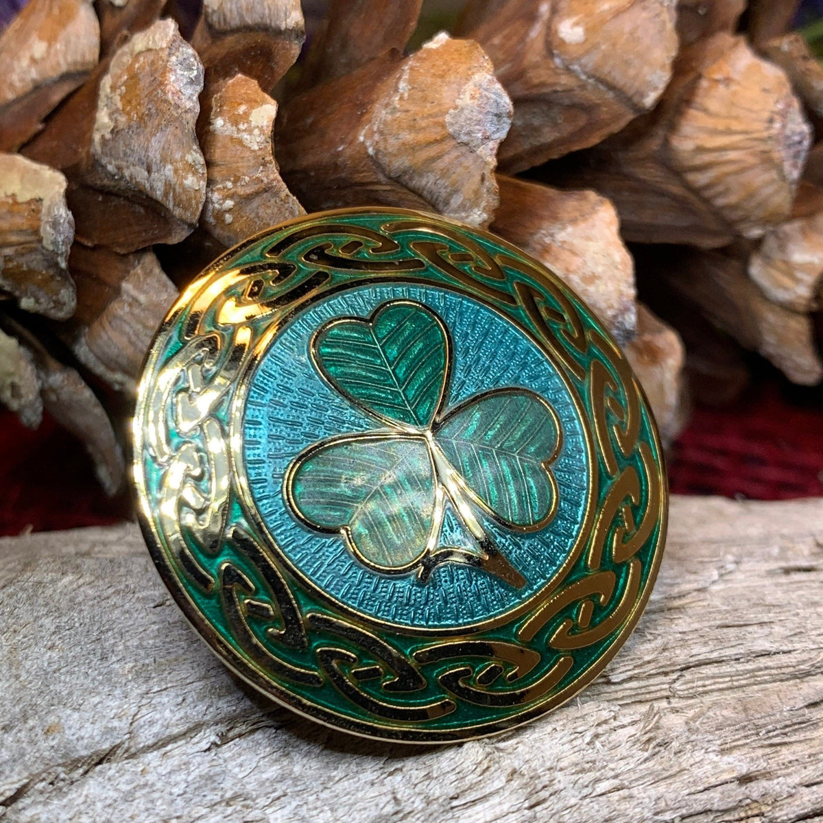 Celtic Shamrock Enamel Brooch - Irish Jewelry | Brooch | Wiccan Center