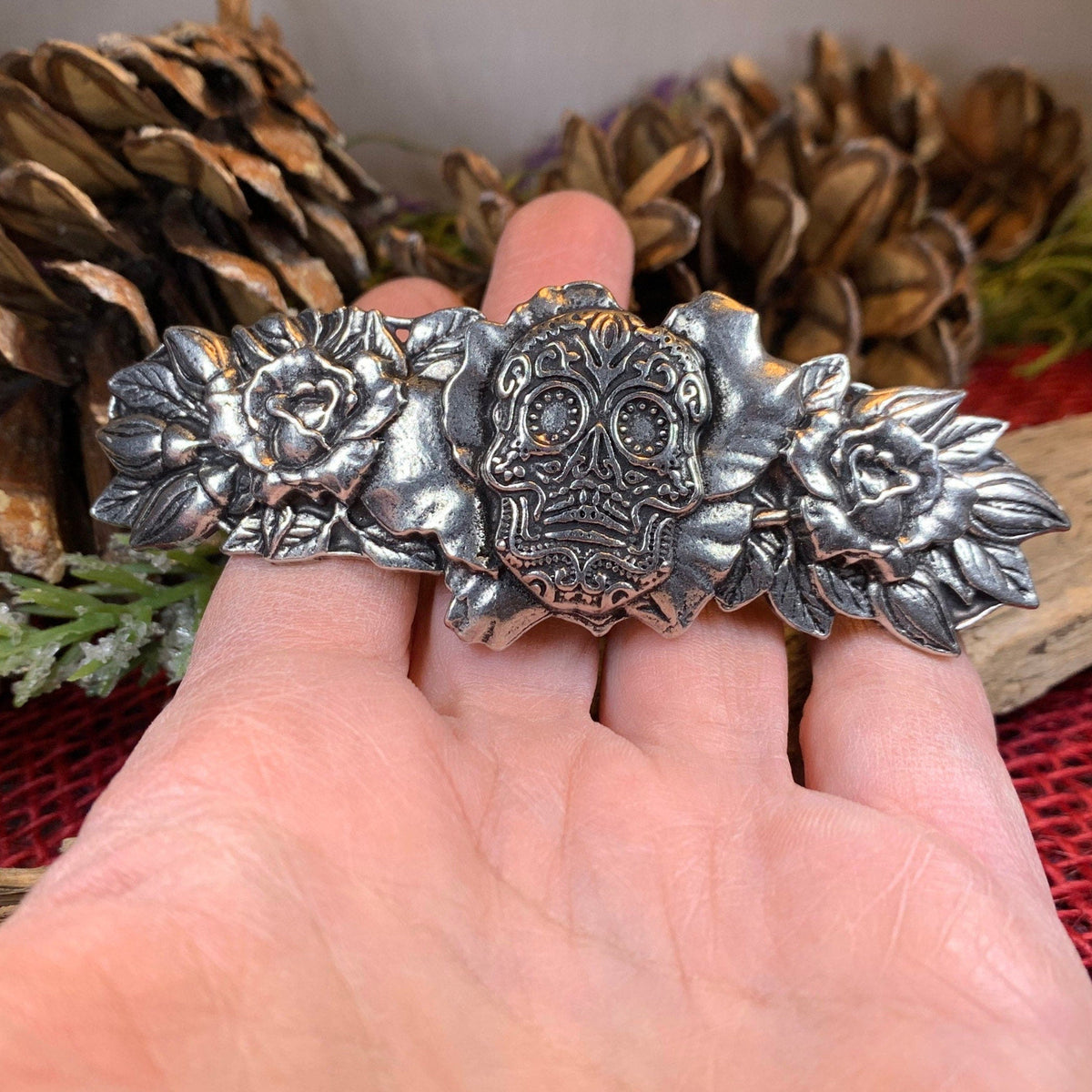 Sugar Skull Hair Clip for Women -Handmade in the U.S.A.