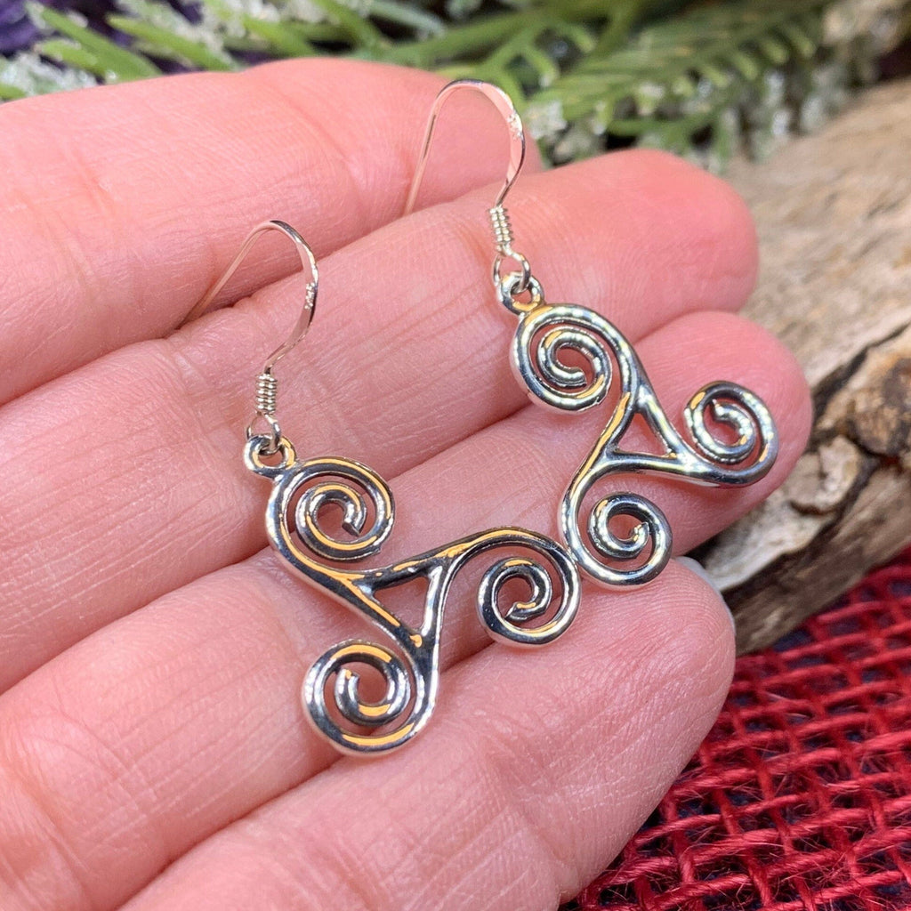 Elfwyn Celtic Spiral Earrings in Sterling Silver | Dangle Earrings | Wiccan Center
