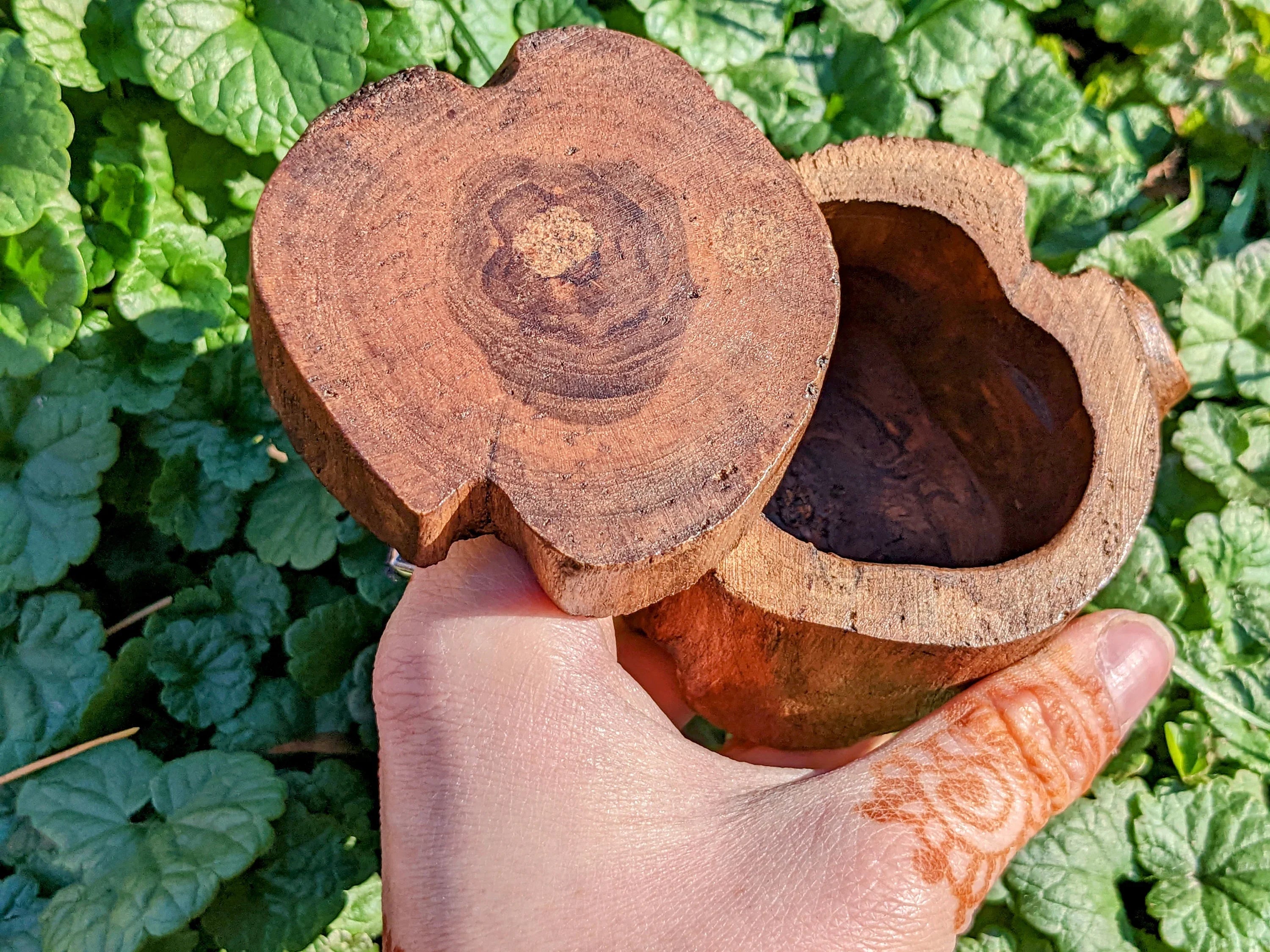 Teak Wood Tree Trunk Box | | Wiccan Center