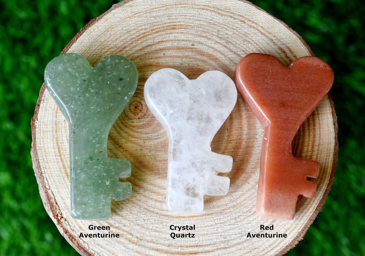 Polished Hand Carved Crystal Key, Gemstone Keys Home Decoration | | Wiccan Center