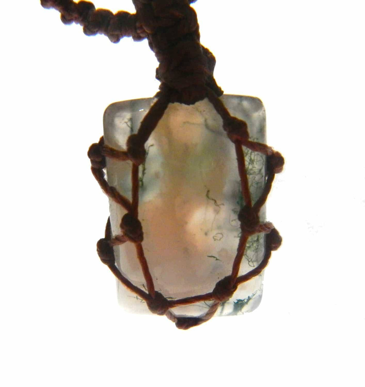 organic MOSS AGATE macrame necklace – Your Stone for Prosperity- bohemian healing crystal | | Wiccan Center
