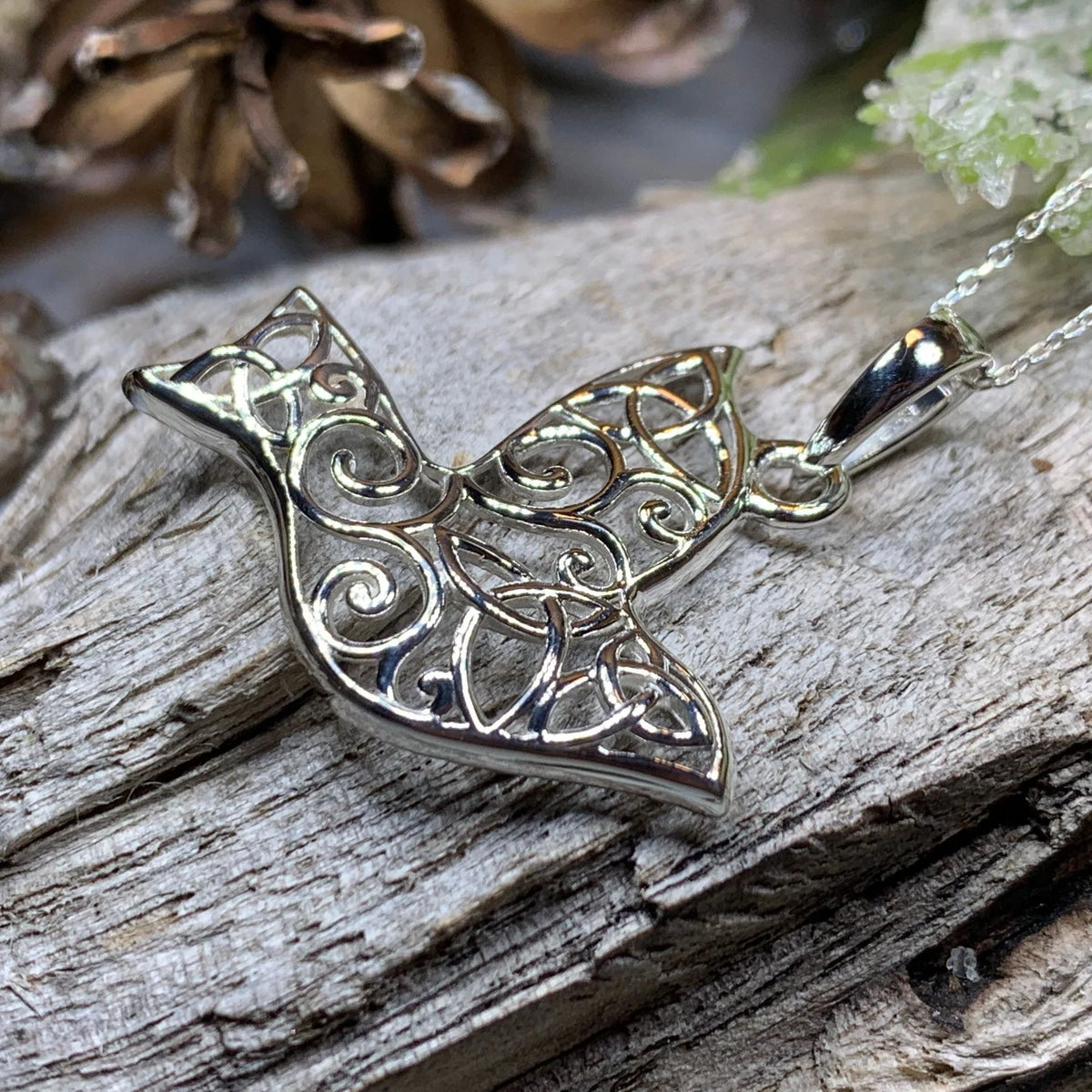 Trinity Knot Dove of Peace Necklace in Sterling Silver | Pendant | Wiccan Center