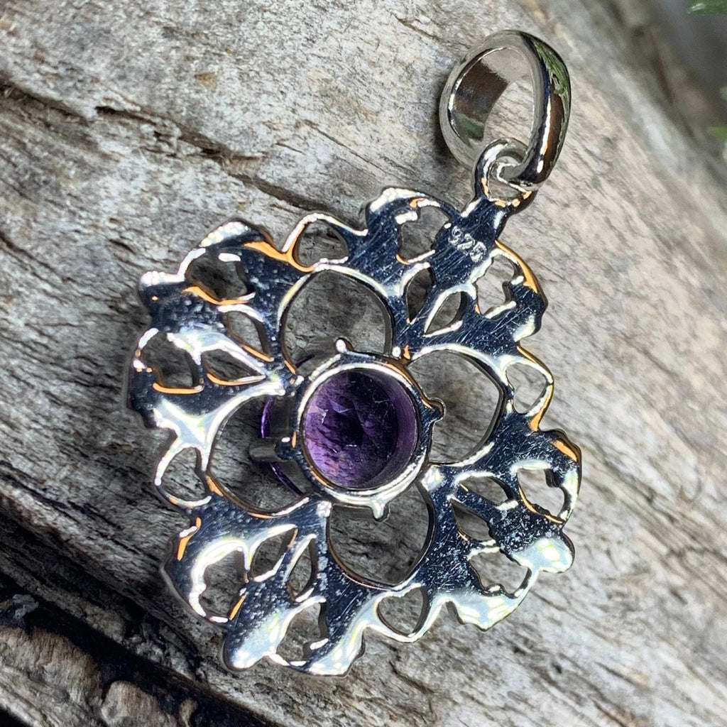 Dolina Amethyst Scottish Thistle Necklace in Sterling Silver | Pendant | Wiccan Center