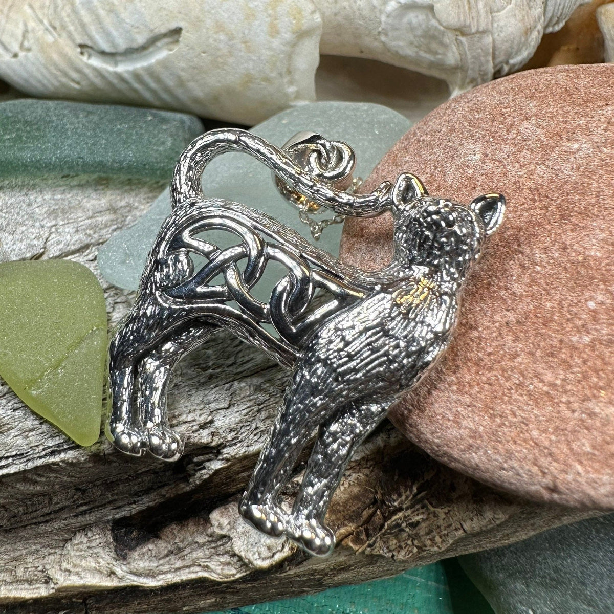 Eislyn Celtic Cat Necklace in Sterling Silver | Pendant | Wiccan Center