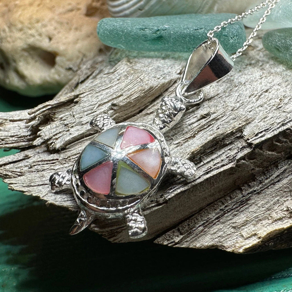 Bright Turtle Necklace in Sterling Silver