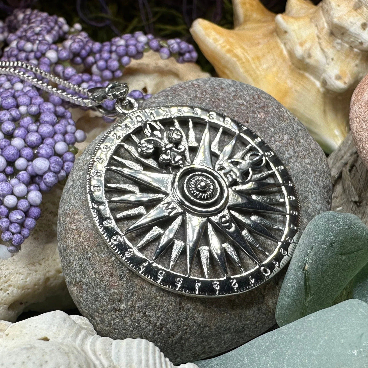 Wonderful Journey Compass Necklace in Sterling Silver