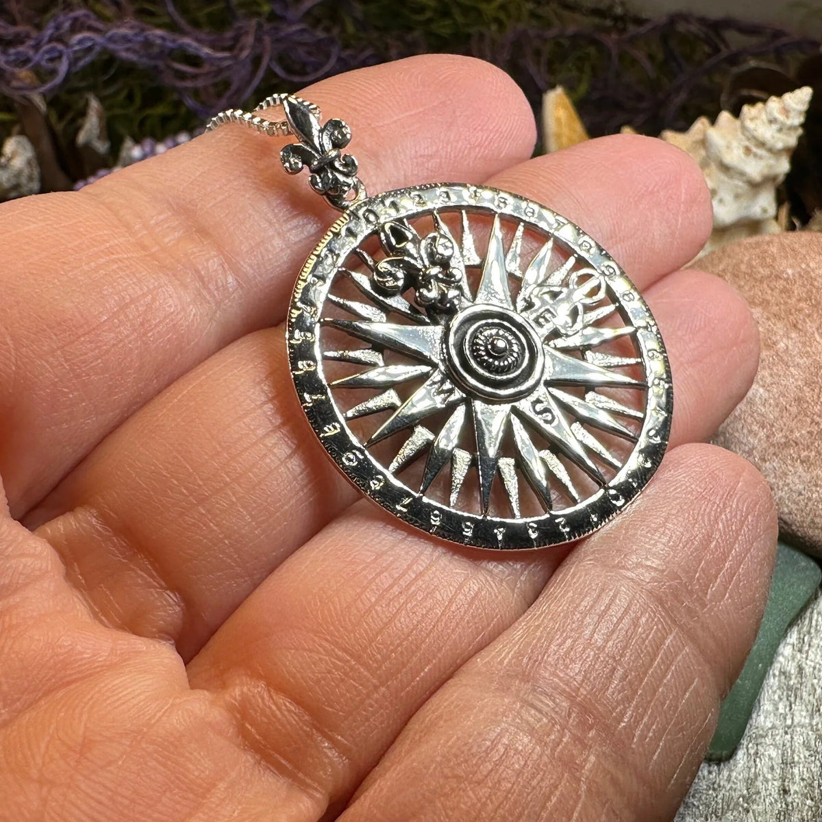Wonderful Journey Compass Necklace in Sterling Silver