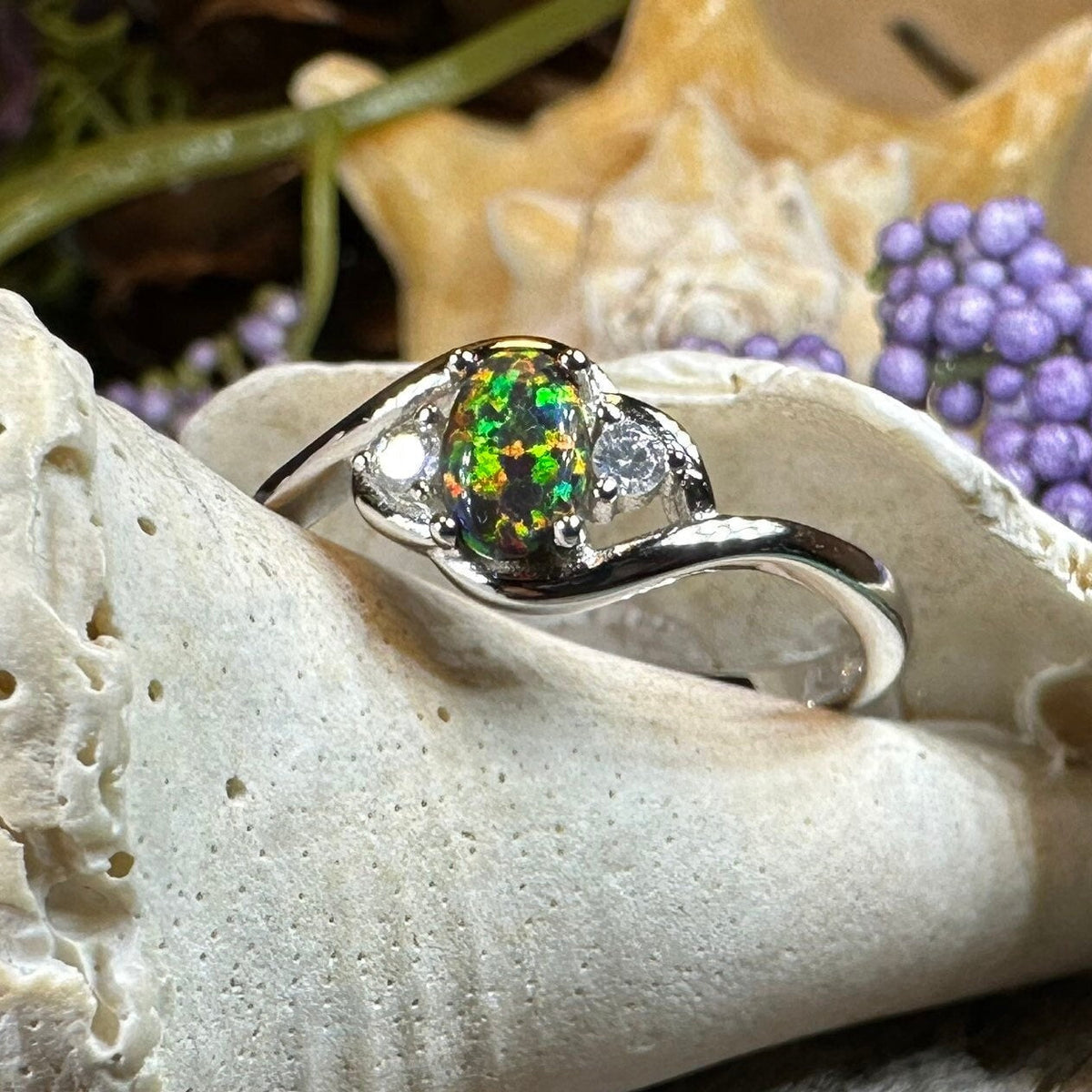 Nya Black Fire Opal Ring | Ring | Wiccan Center