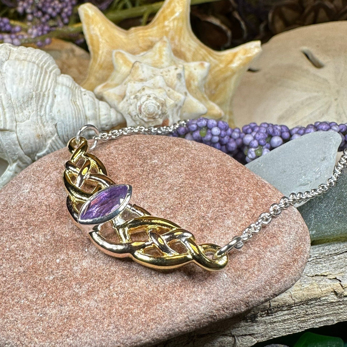 Brielle Celtic Love Knot Necklace with Amethyst | Necklet | Wiccan Center