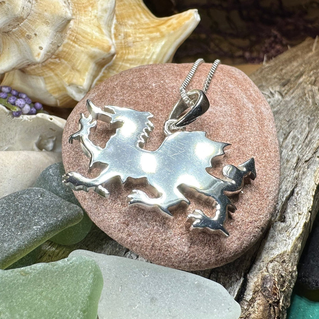 Llywelyn Welsh Dragon Necklace in Sterling Silver | Pendant | Wiccan Center