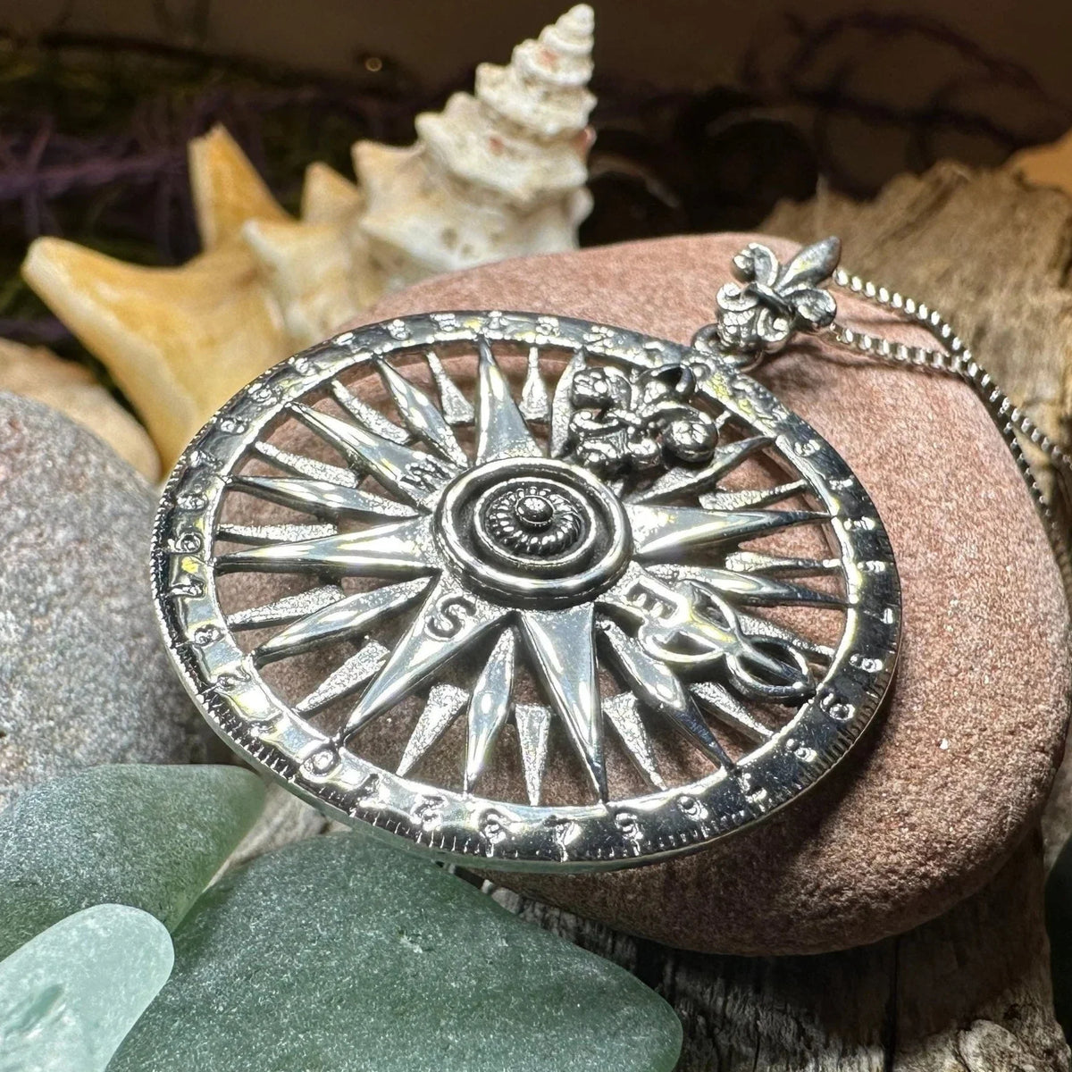 Wonderful Journey Compass Necklace in Sterling Silver