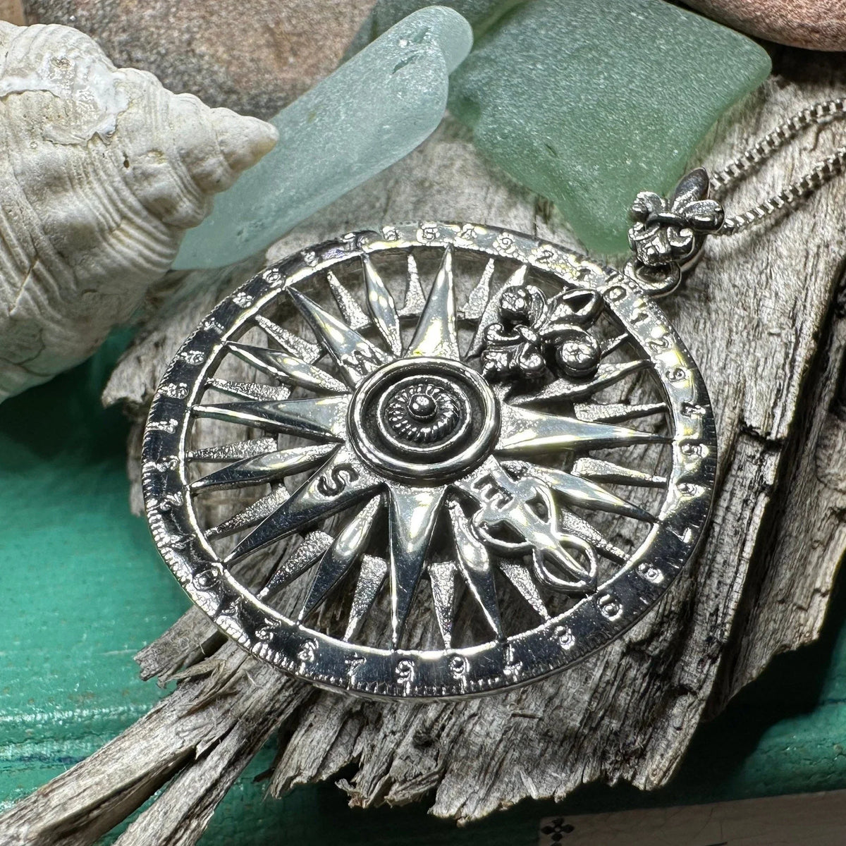Wonderful Journey Compass Necklace in Sterling Silver