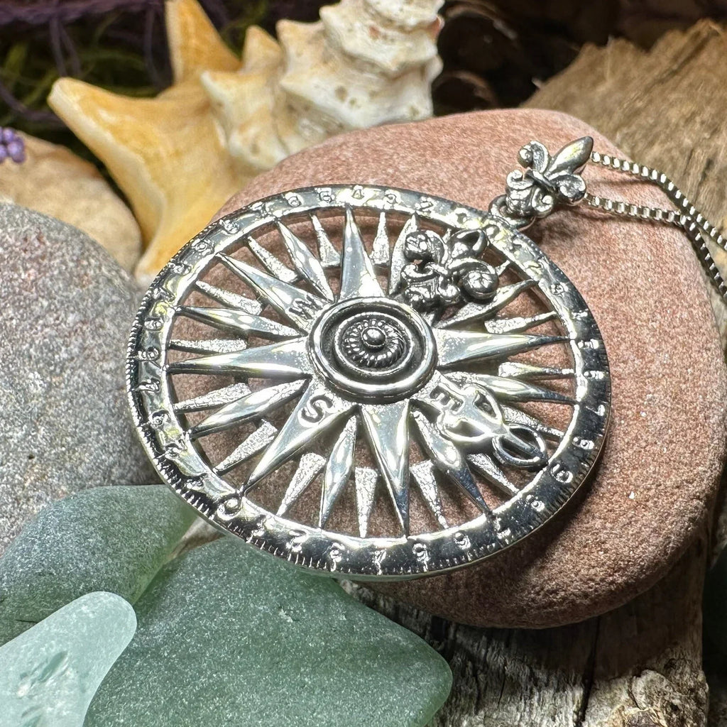 Wonderful Journey Compass Necklace in Sterling Silver