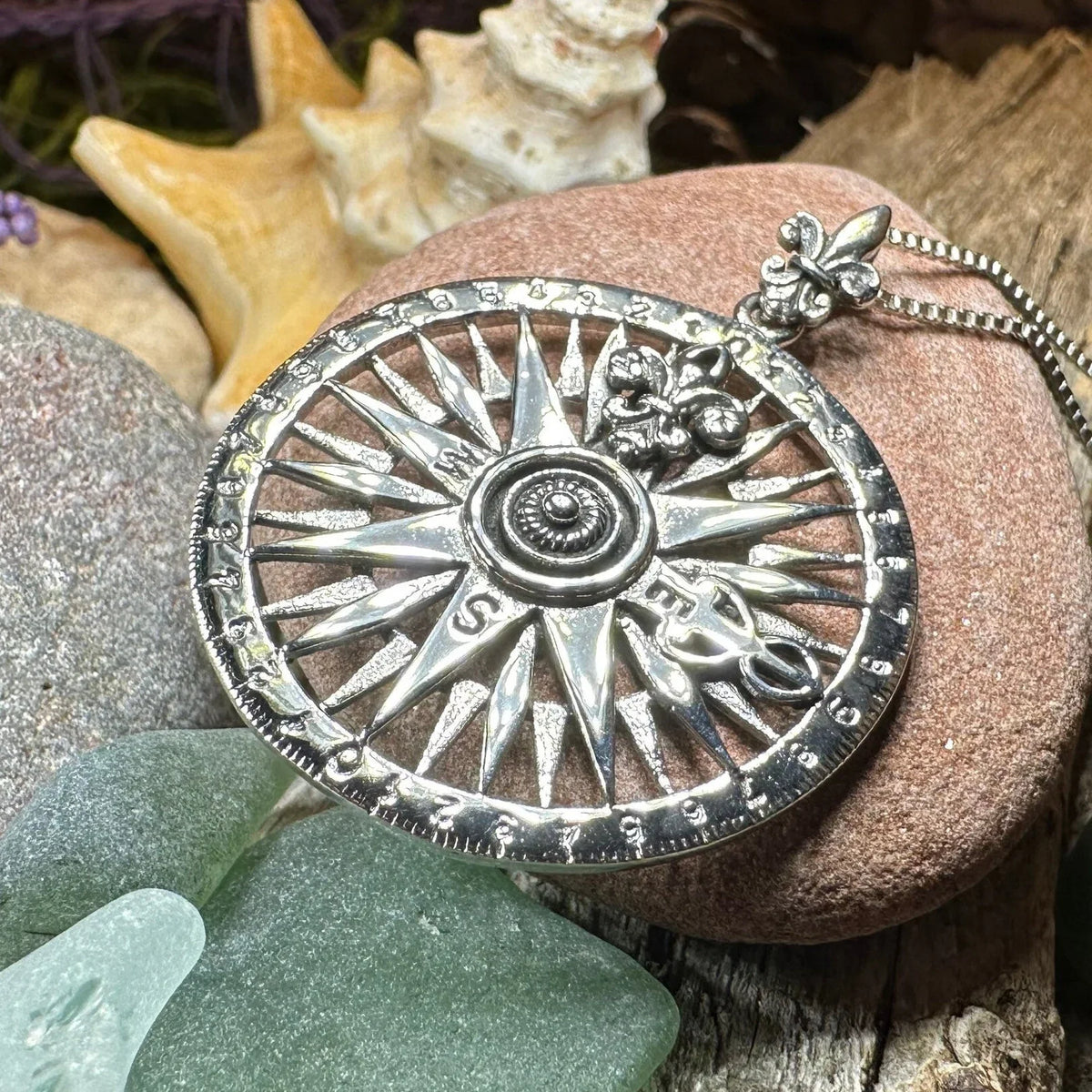 Wonderful Journey Compass Necklace in Sterling Silver