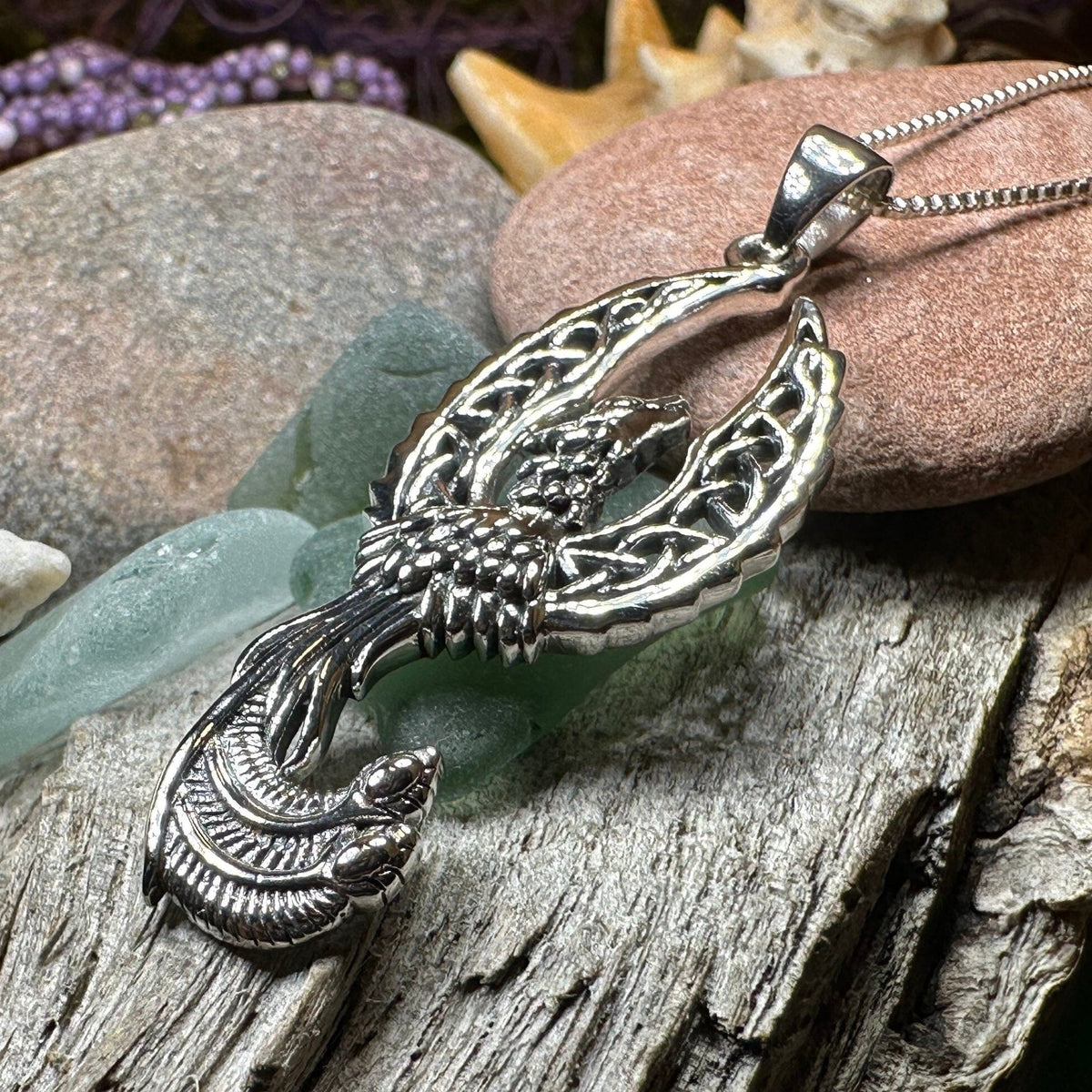 Eternal Rising Phoenix Necklace in Sterling Silver | Pendant | Wiccan Center