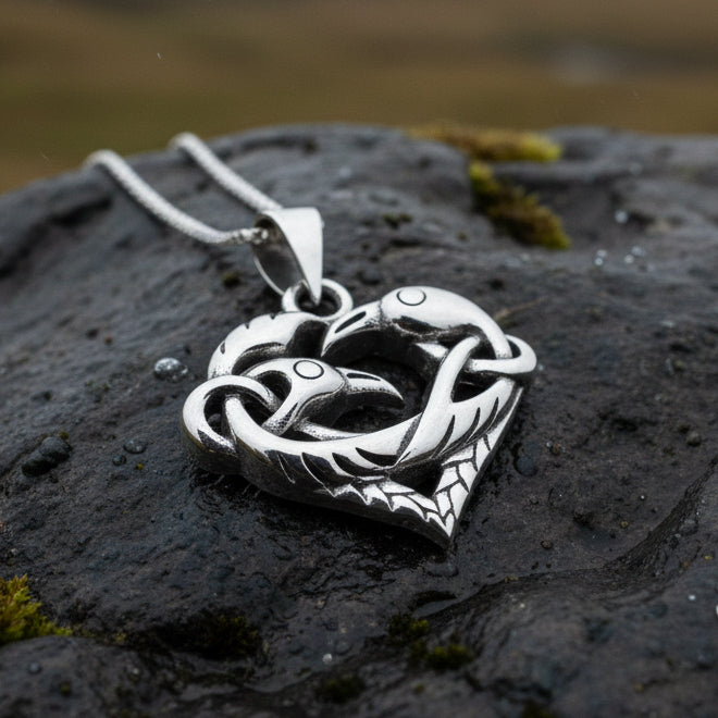 Eros Celtic Raven Necklace in Sterling Silver