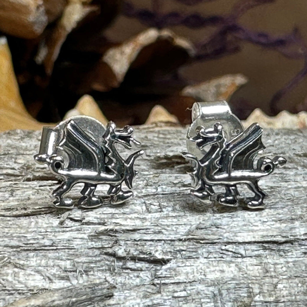 Petite Welsh Dragon Stud Earrings | Post Earrings | Wiccan Center
