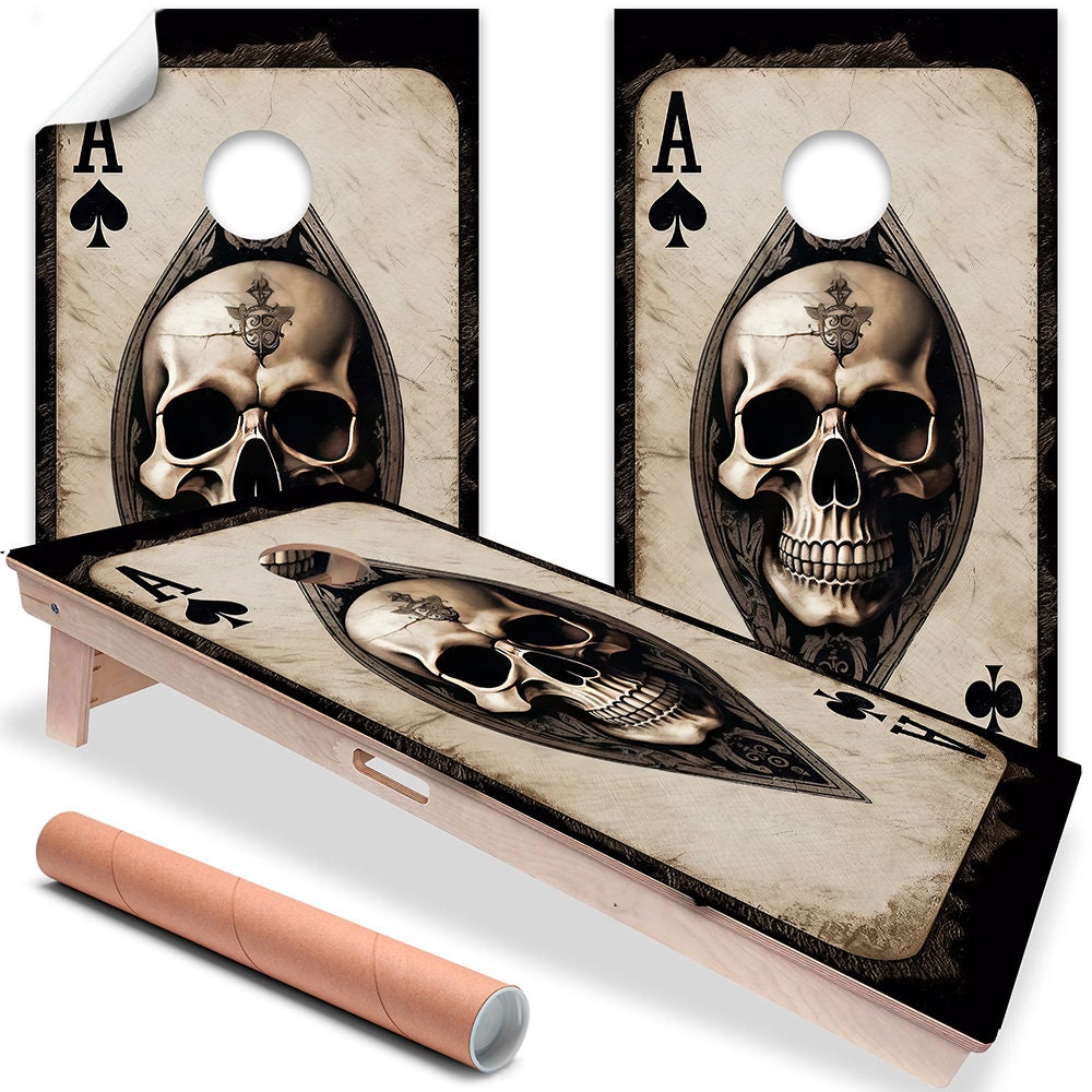 Ace of Skulls - Cornhole Board Wrap - Set of 2 | Cornhole Wrap | Wiccan Center