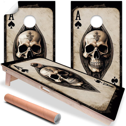 Ace of Skulls - Cornhole Board Wrap - Set of 2 | Cornhole Wrap | Wiccan Center