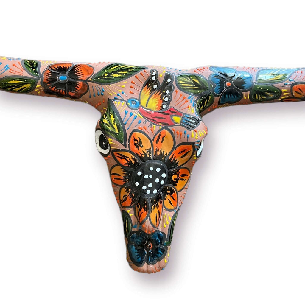 Talavera Longhorn Skull | Handmade Mexican Bull Wall Art | Talavera Wall Art | Wiccan Center