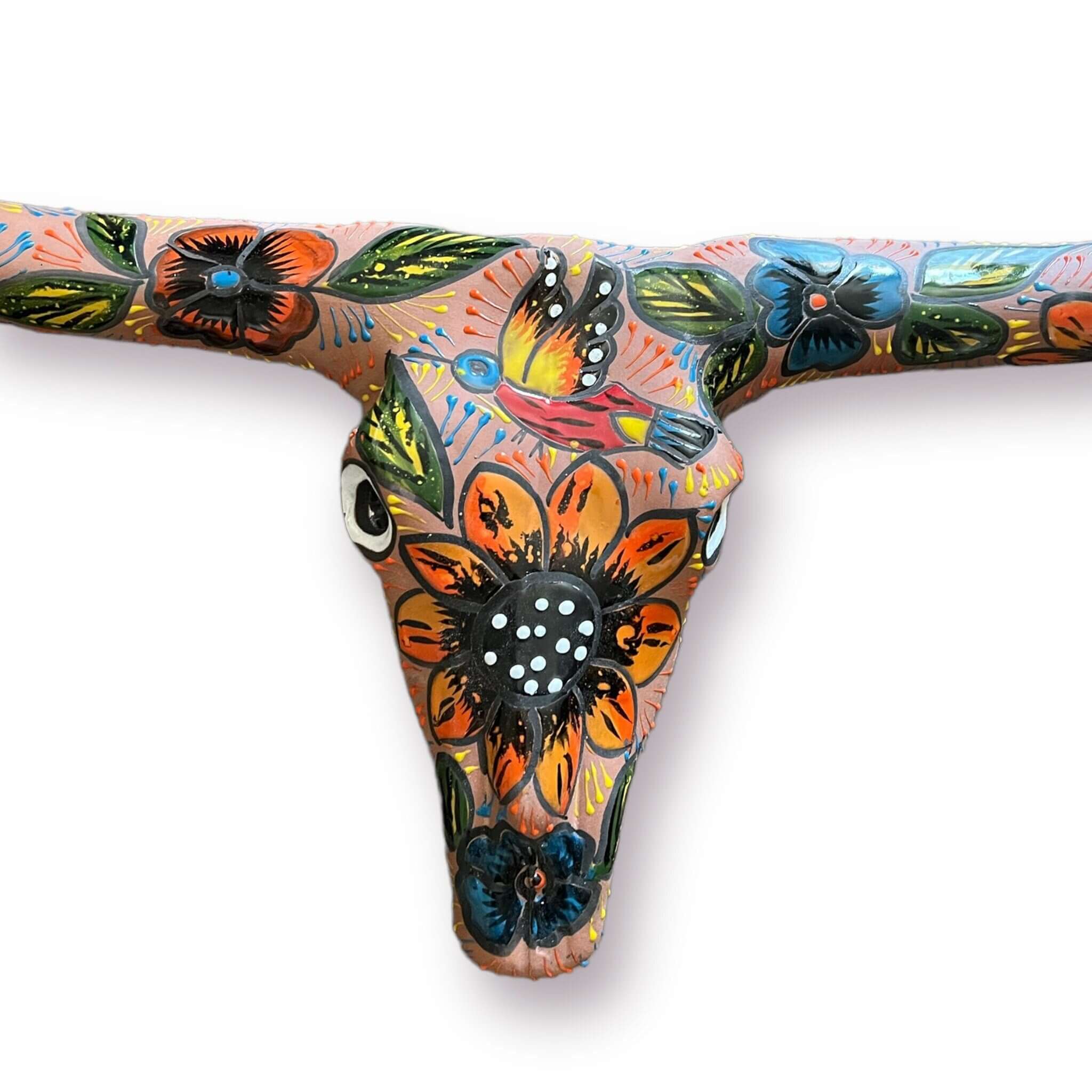 Talavera Longhorn Skull | Handmade Mexican Bull Wall Art | Talavera Wall Art | Wiccan Center