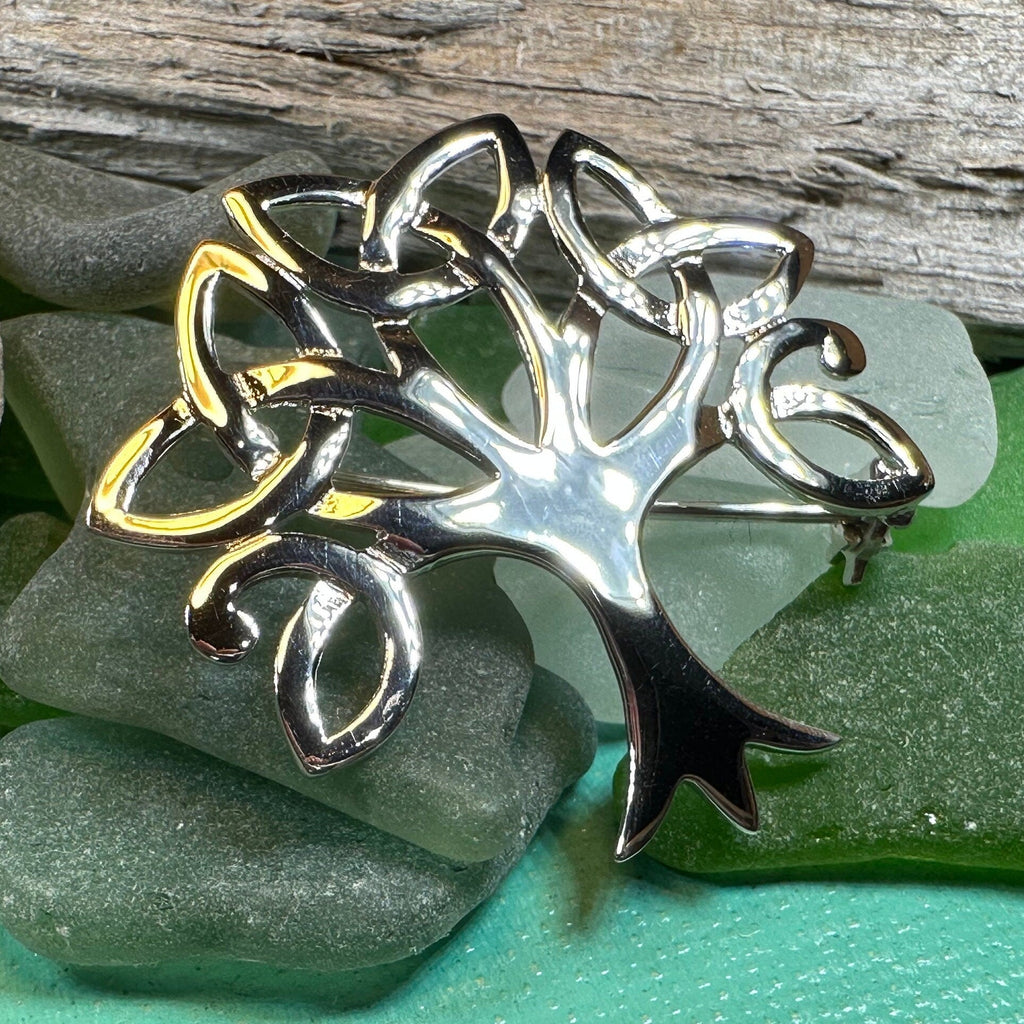 Celtic Trinity Knot Tree Of Life Brooch in Sterling Silver | Brooch | Wiccan Center