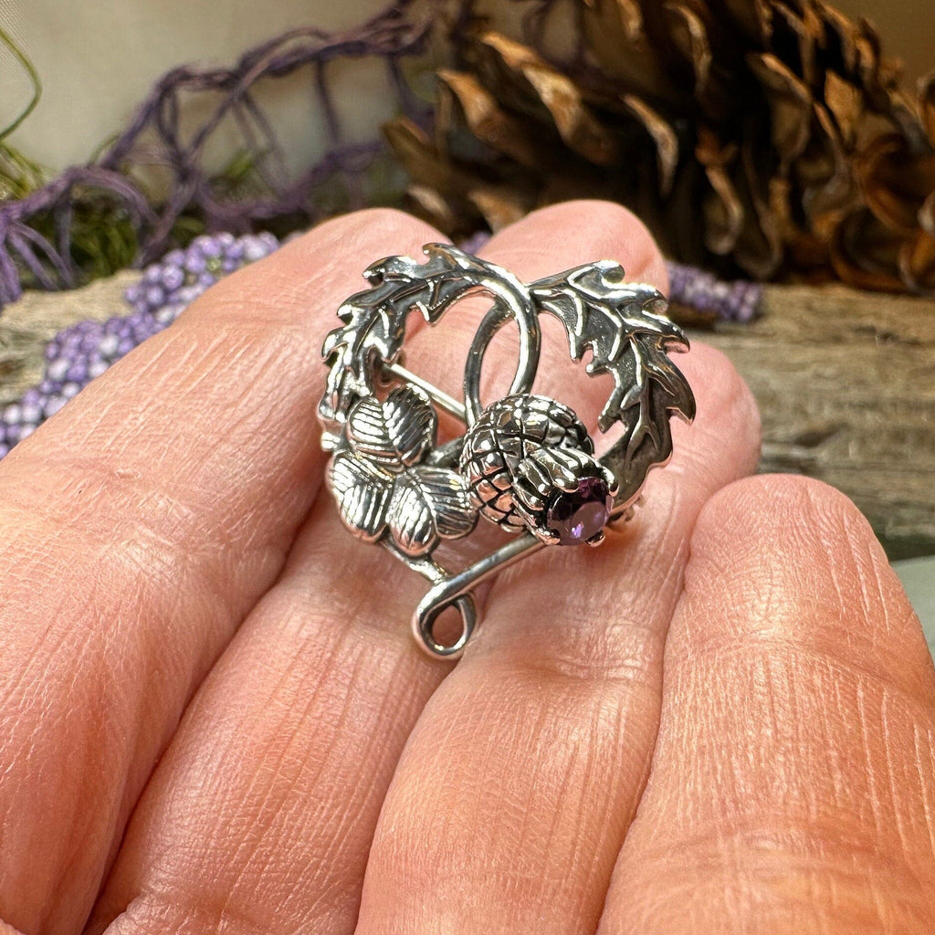 Thistle & Shamrock Brooch in Sterling Silver | Brooch | Wiccan Center