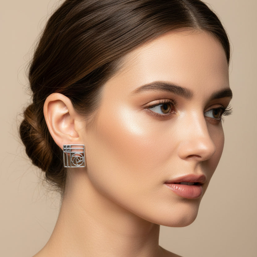 Lacee Mackintosh Rose Post Earrings in Sterling Silver | Post Earrings | Wiccan Center
